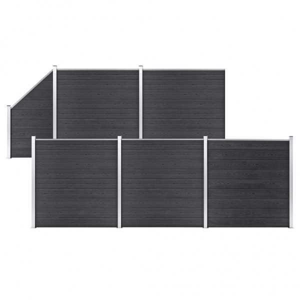 Set de valla 5 cuadradas + 1 oblicua WPC gris 965x186 cm