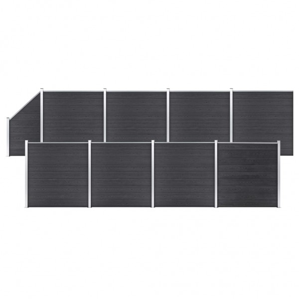 Set de valla 8 cuadradas + 1 oblicua WPC gris 1484x186 cm