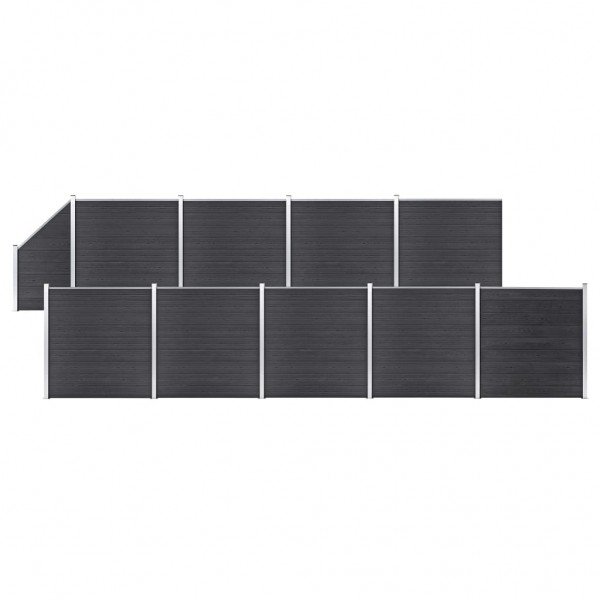 Set de valla 9 cuadradas + 1 oblicua WPC gris 1657x186 cm