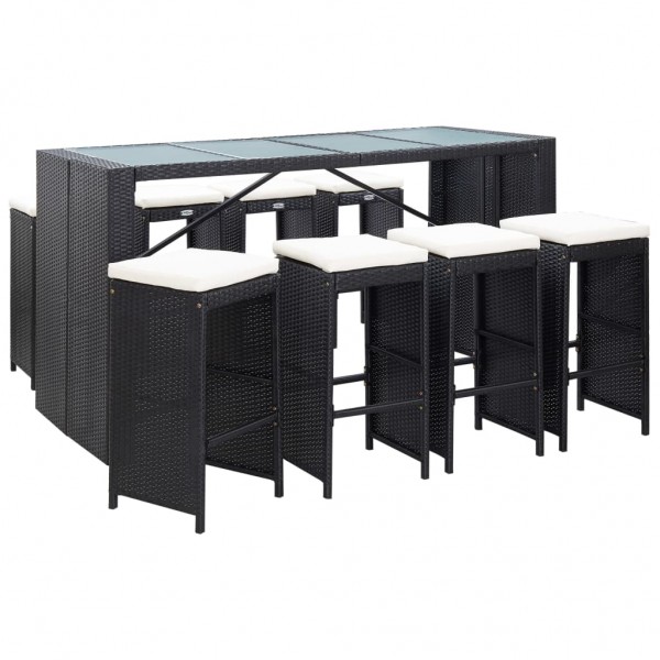 Set demuebles de bar de jardín 9 piezas ratán sintético negro