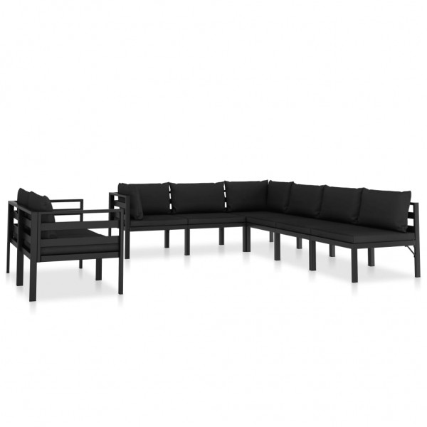 Set muebles de jardín 8 pzas y cojines aluminio gris antracita