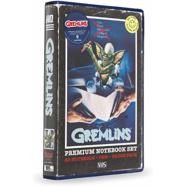 Set papeleria vhs sd Toys Gremlins libreta chapas y boligrafo