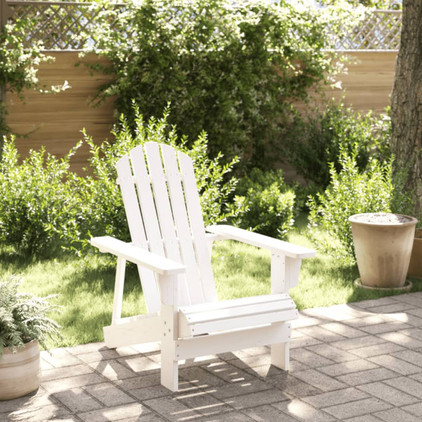 Silla Adirondack madera maciza de abeto blanco 69x85x90.5 cm