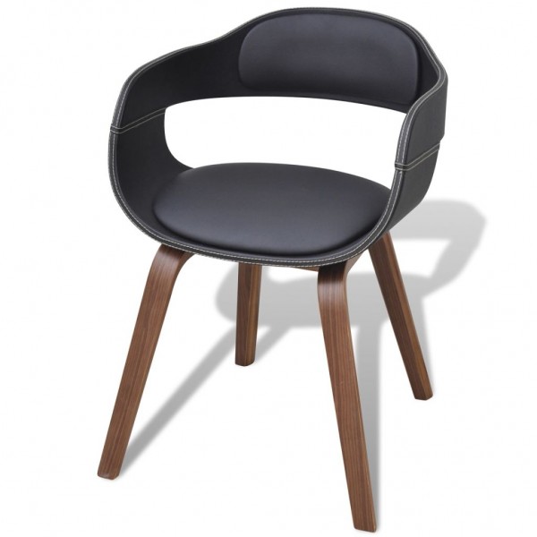 Silla de comedor de madera curvada y cuero artificial