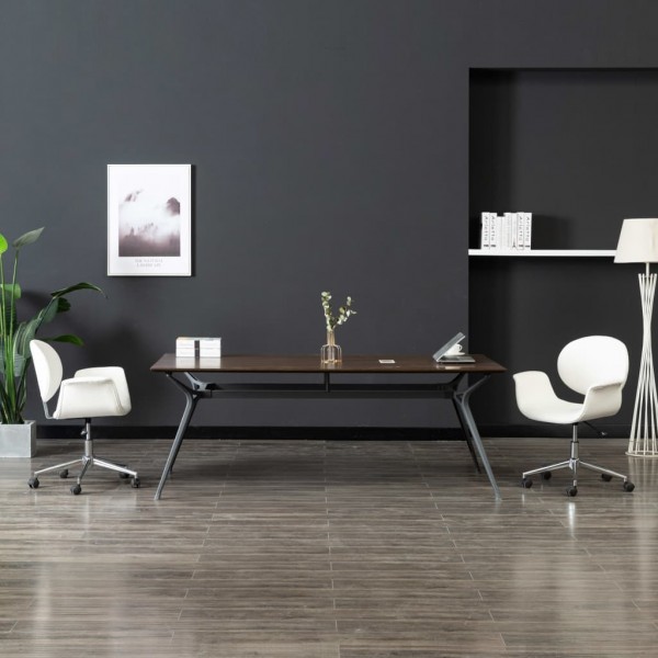Silla de comedor giratoria cuero sintético blanco