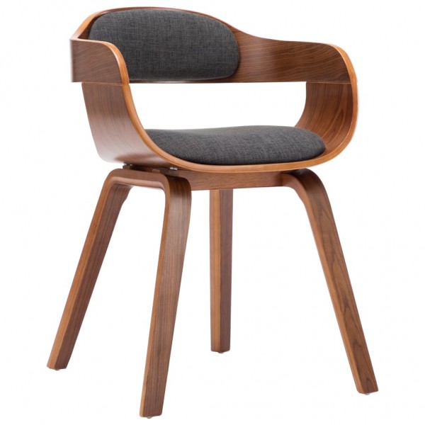 Silla de comedor tela y madera curvada gris oscuro