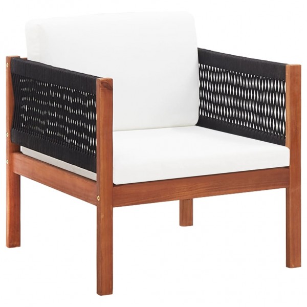 Silla de jardín con cojín madera maciza de acacia