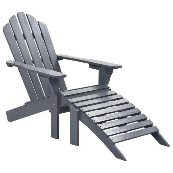 Silla de jardín con otomana de madera gris