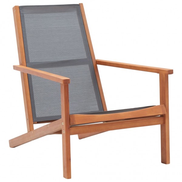 Silla de jardín de madera maciza de eucalipto y textilene gris