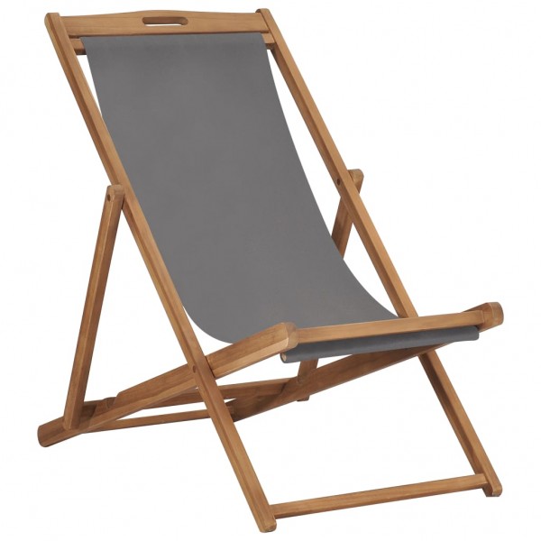 Silla de playa plegable de madera maciza de teca gris