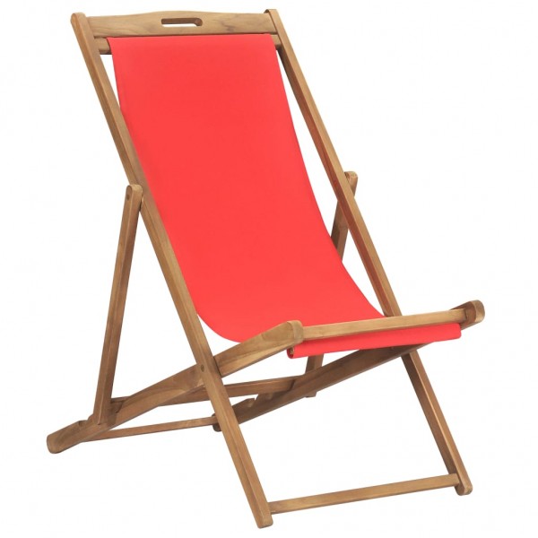 Silla de playa plegable de madera maciza de teca roja