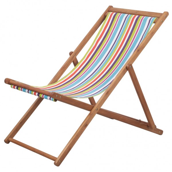 Silla de playa plegable estructura madera y tela multicolor