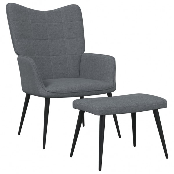 Silla de relajación con reposapiés de tela gris oscuro