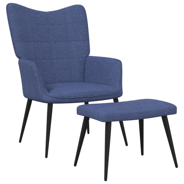 Silla de relajación con reposapiés tela azul