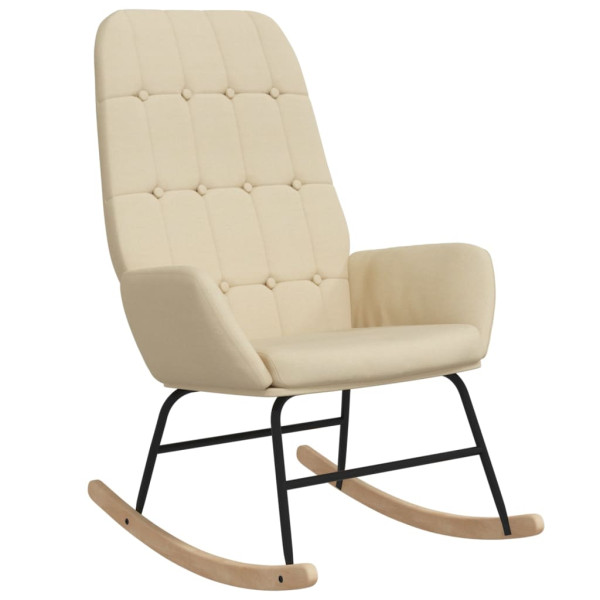 Silla mecedora de tela color crema