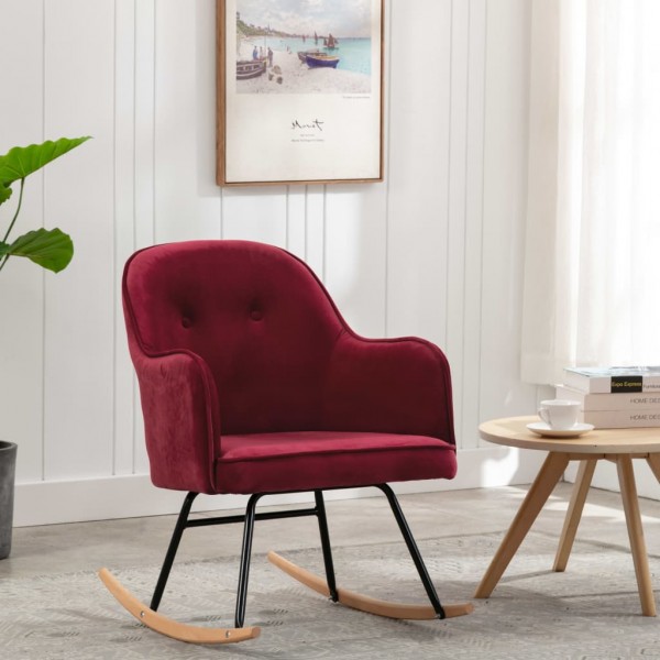 Silla mecedora de terciopelo rojo vino tinto