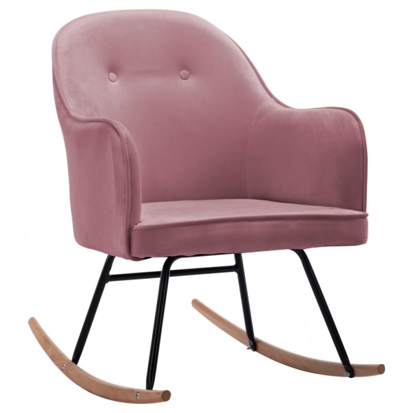 Silla mecedora de terciopelo rosa