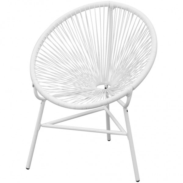 Silla redonda de tiras ratán sintético blanco