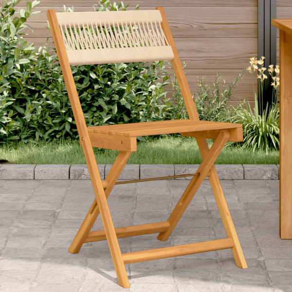 Sillas bistró 2 uds madera maciza acacia y polipropileno beige