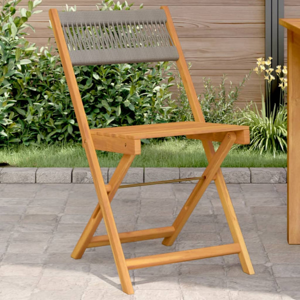 Sillas bistró 2 uds madera maciza acacia y polipropileno gris