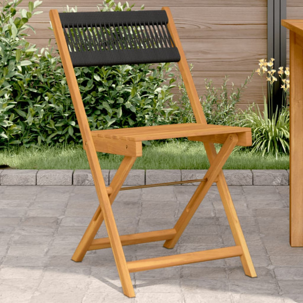 Sillas bistró 2 uds madera maciza acacia y polipropileno negro