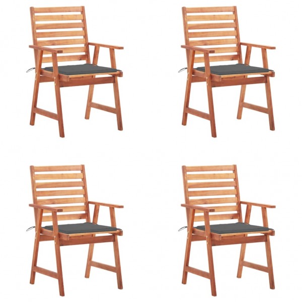 Sillas comedor de jardín y cojines 4 uds madera maciza acacia