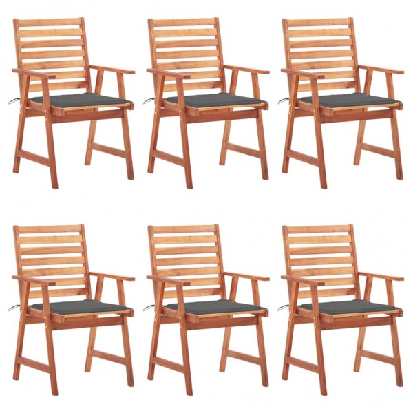 Sillas comedor de jardín y cojines 6 uds madera maciza acacia
