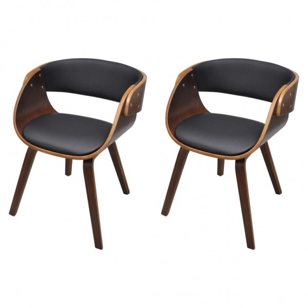 Sillas de comedor 2 uds madera curvada piel sintética marrón