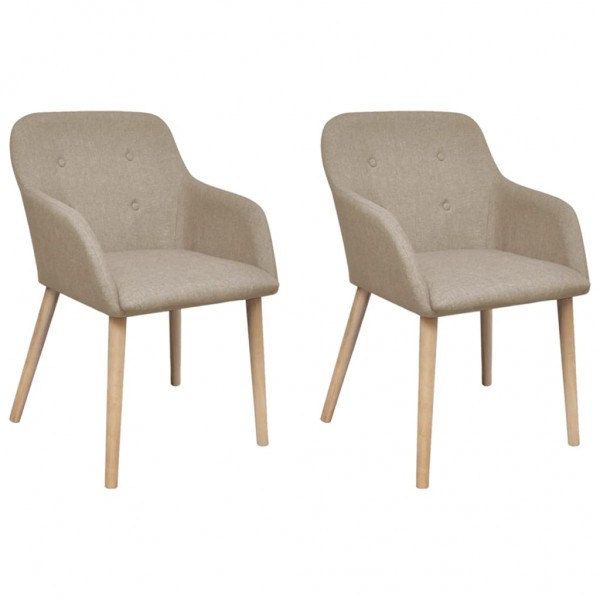 Sillas de comedor 2 uds tela beige y madera maciza de roble