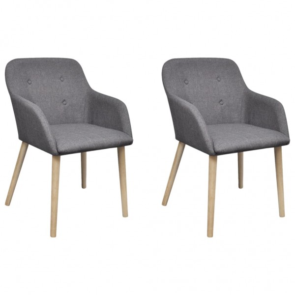 Sillas de comedor 2 uds tela gris claro y madera maciza roble
