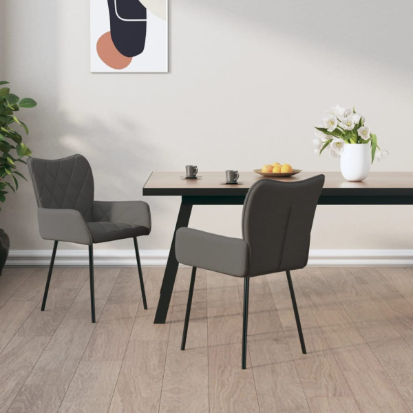 Sillas de comedor 2 uds tela gris oscuro