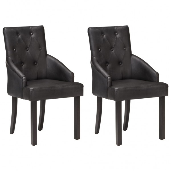 Sillas de comedor 2 unidades cuero auténtico de cabra negro