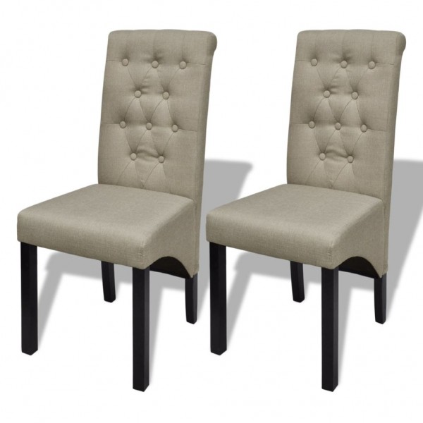 Sillas de comedor 2 unidades de tela beige