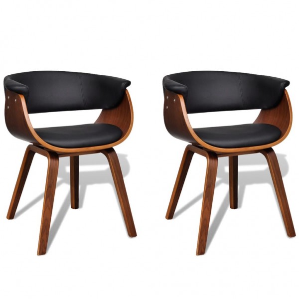 Sillas de comedor 2 unidades madera curvada y cuero artificial