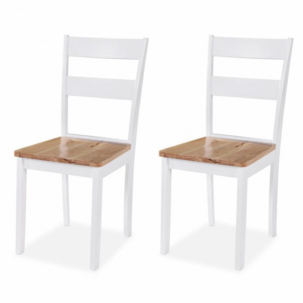 Sillas de comedor 2 unidades madera maciza de caucho blanco