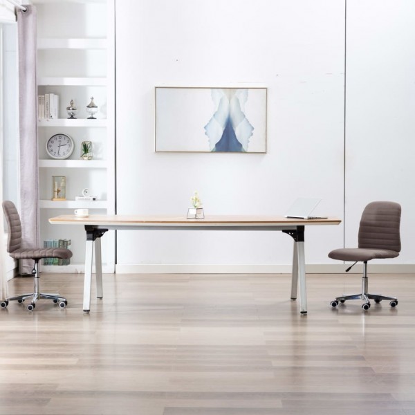 Sillas de comedor 2 unidades tela gris topo