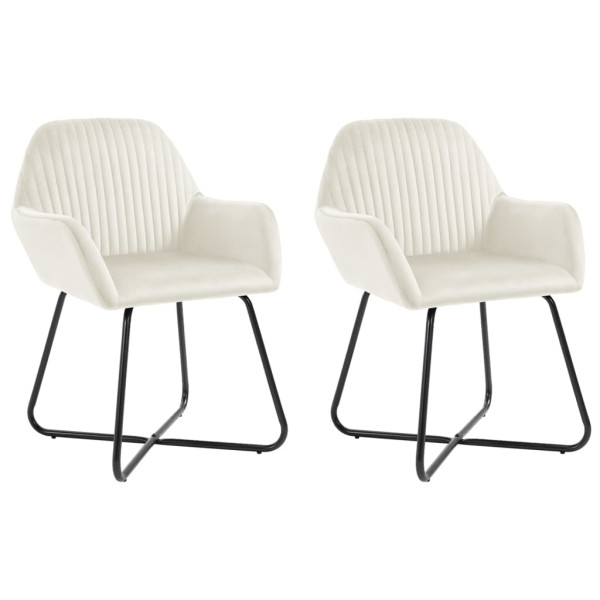 Sillas de comedor 2 unidades terciopelo crema