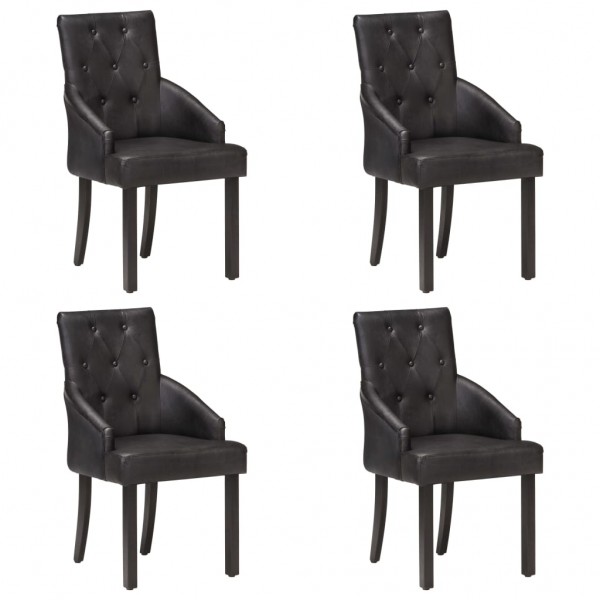 Sillas de comedor 4 unidades cuero auténtico de cabra negro
