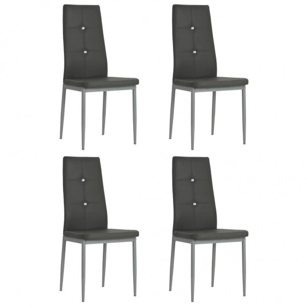 Sillas de comedor 4 unidades cuero sintético gris