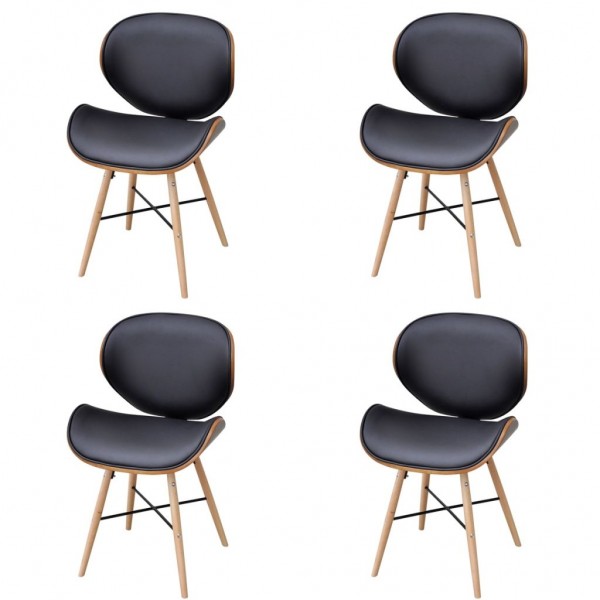 Sillas de comedor 4 unidades cuero sintético y madera curvada