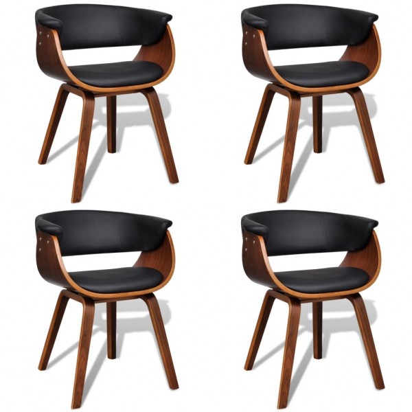 Sillas de comedor 4 unidades madera curvada y cuero artificial