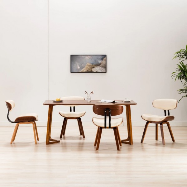 Sillas de comedor 4 unidades madera curvada y cuero sintético