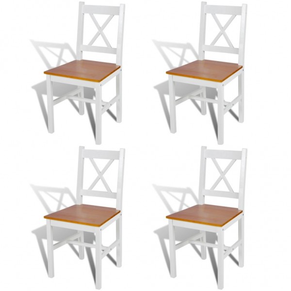 Sillas de comedor 4 unidades madera de pino blancas