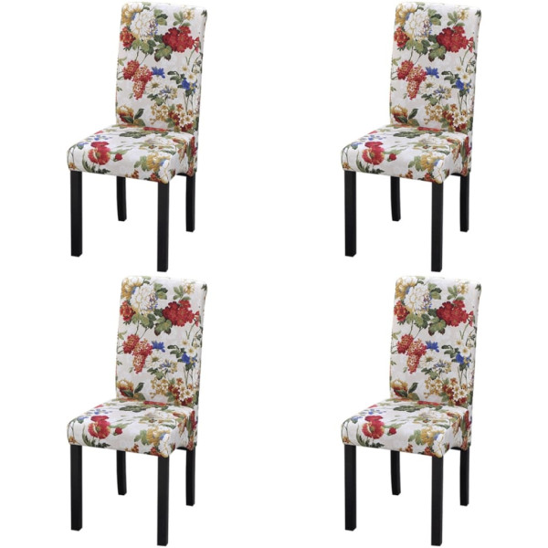 Sillas de comedor 4 unidades tela multicolor