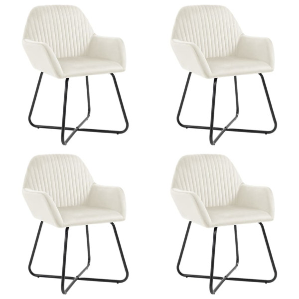 Sillas de comedor 4 unidades terciopelo crema