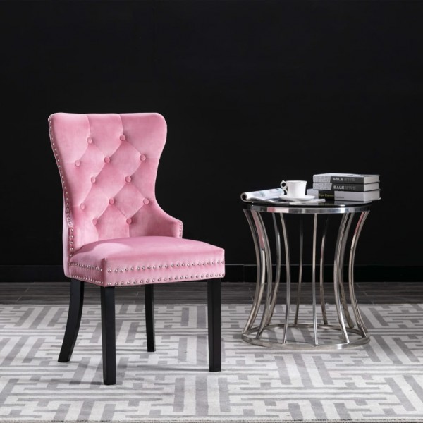 Sillas de comedor 4 unidades terciopelo rosa