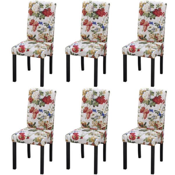 Sillas de comedor 6 uds tela multicolor
