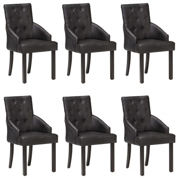 Sillas de comedor 6 unidades cuero auténtico de cabra negro
