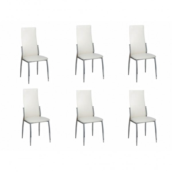 Sillas de comedor 6 unidades cuero sintético blanco