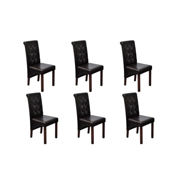 Sillas de comedor 6 unidades cuero sintético marrón